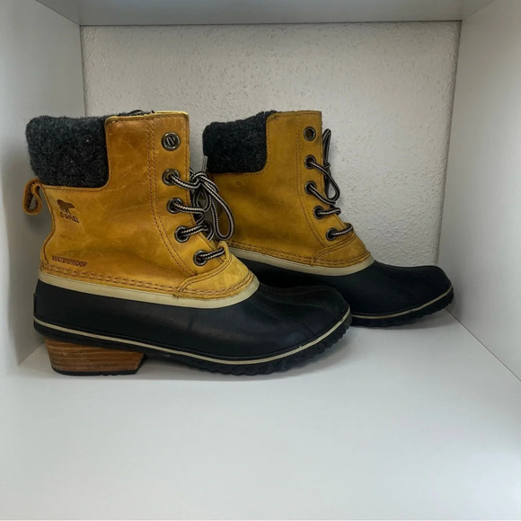 Sorel Slimpack Lace II Waterproof Suede Duck Boots in Elk - Picture 2 of 9